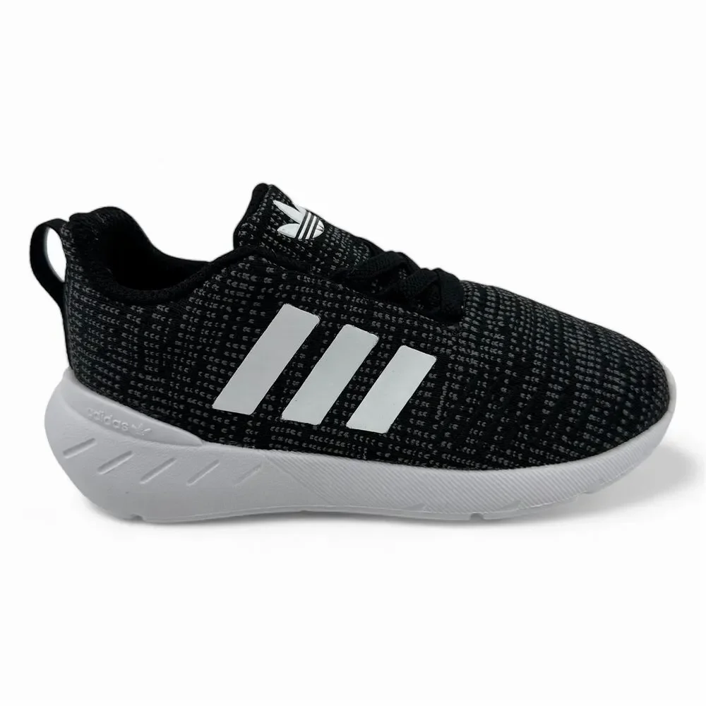 Adidas Swift Run 22 EL Black White Baby Toddler Athletic Sneaker